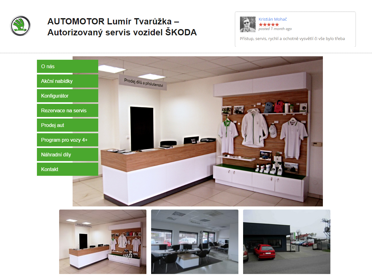 Tvorba webových stránek pro autorizovaný servis Škoda Auto